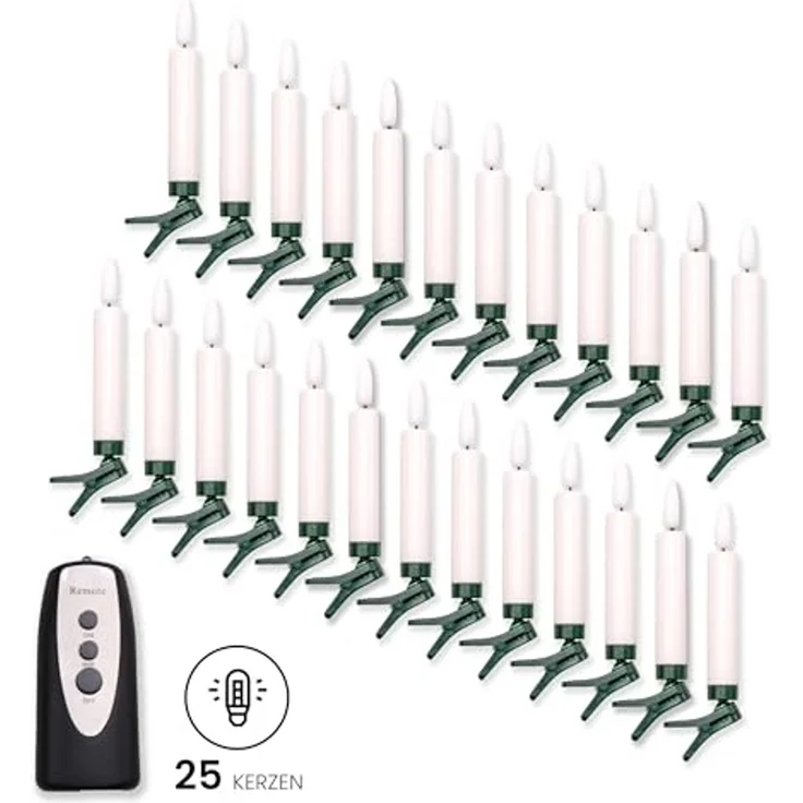 Gartenpirat LED-Christbaumkerzen 25 kabellose LED-Kerzen warmweiß Fernbedienung Weihnachtsbaumkerzen, Energieeffizient – Bild 2