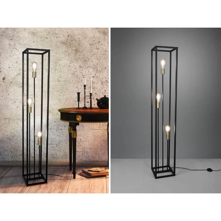 LED Stehleuchte Säule Metall Schwarz im Industrial Style, Höhe 153cm