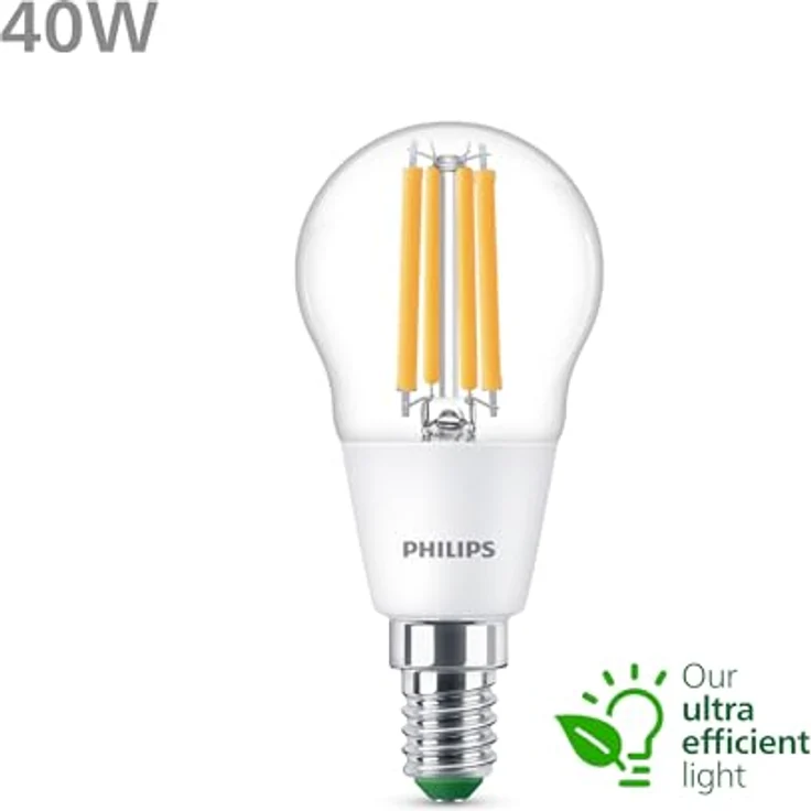 Philips Filament-Kerzenlampe E14, 485 lm Warmweiß (2700K), 40 W, transparent – Bild 2