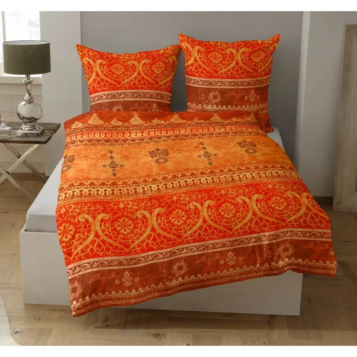 CASATEX Bettwäsche Indi Terra-Orange Biber 200 x 220 + 2x 80 x 80 cm – Bild 4