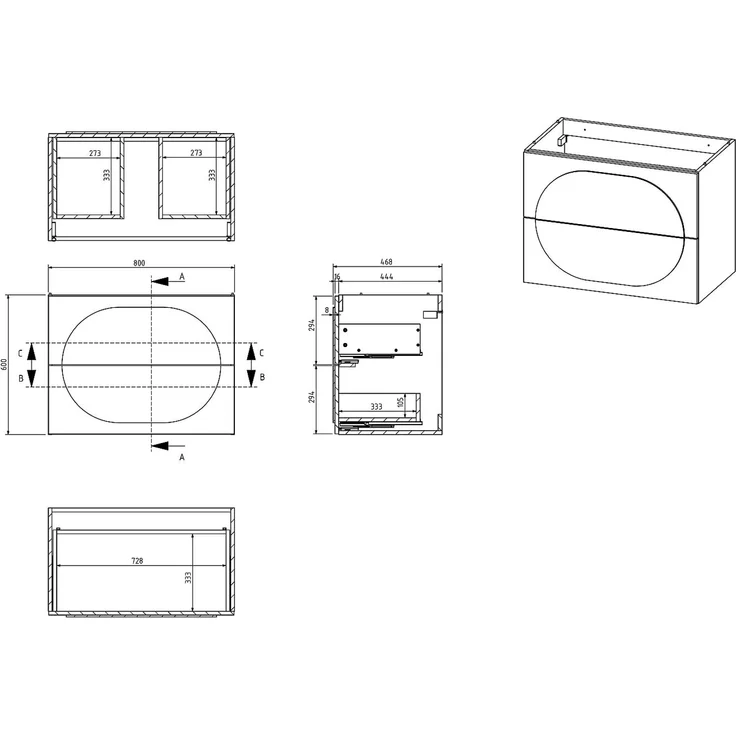 Vente-unique - Badmöbel Hängeschrank + Einbauwaschbecken - Grün - 80 cm - VUTOMA – Bild 7
