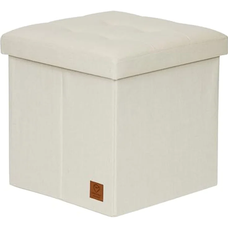 Love IT Store IT Premium Sitzhocker mit Stauraum - Hocker klappbar aus Leinen-Baumwolle - Verstärkt mit Holz - Belastbar bis 150 kg - Beige - 38 x 38 x 38 cm – Bild 2