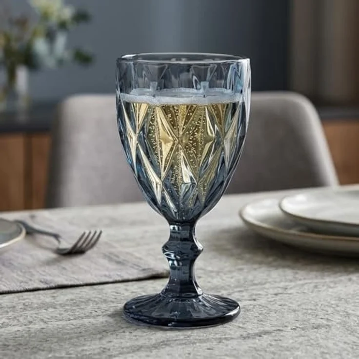 6 Teiliges Set aus Glas Weingläser Trinkgläser in Blau Wassergläser – Bild 4