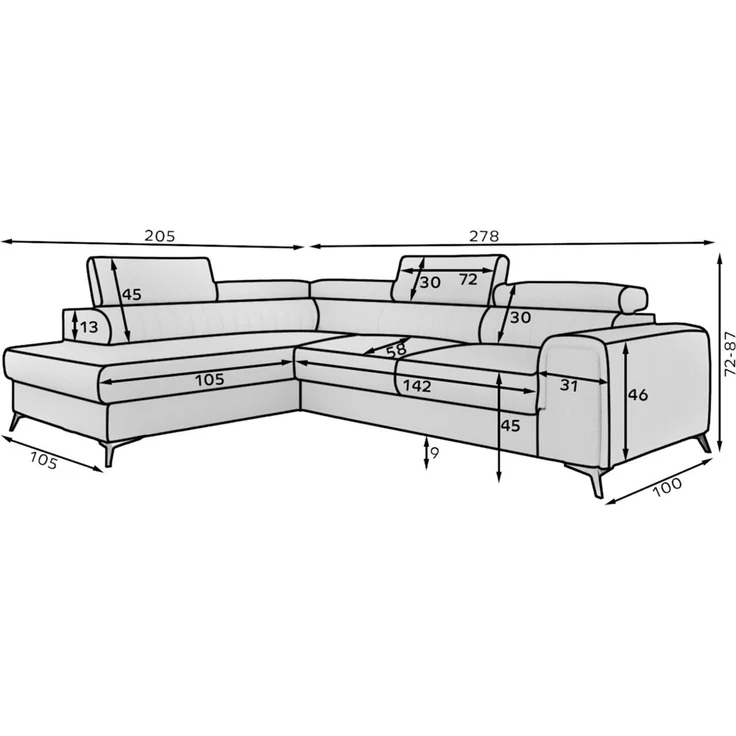 Ecksofa mit Schlaffunktion Sofa ELENI Stoff Kronos Flaschengrün Ottomane Links – Bild 4