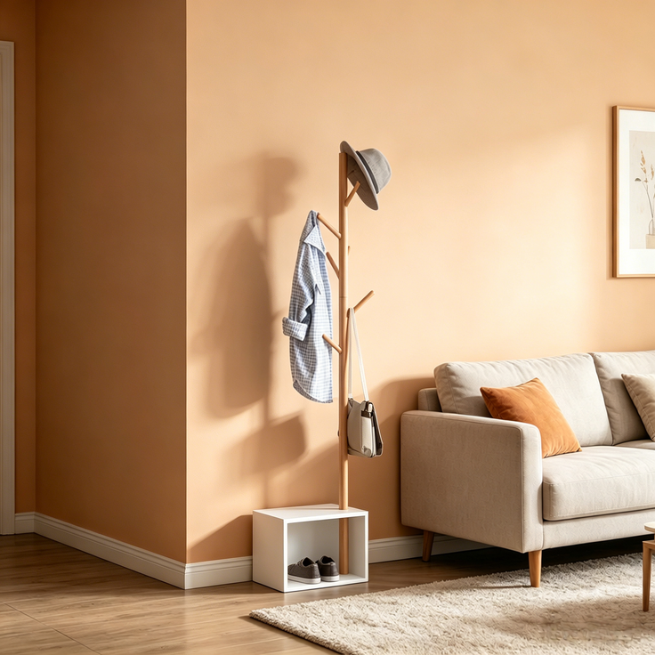 Lagereinheit für Coat Rack,Zeitgenössischer Stil Mantelhalter,Mantelhalter mit Rechteckiger Bank,Schlafzimmer Mantelhalter(nur mit Mantel Rack)--Weiß--40x30x180cm--YOUDENOVA – Bild 7