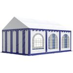 Profizelt24 Festzelt Partyzelt 4x6 m PREMIUM, hochwertige ca. 500g-m² PVC Plane in blau-weiß 100% wasserdicht mit Bodenrahmen