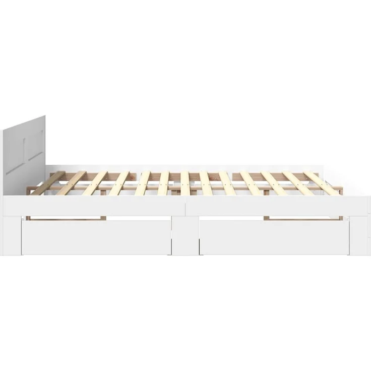 vidaXL Bettgestell mit Kopfteil ohne Matratze Weiß 200x200 cm 3295534 – Bild 5
