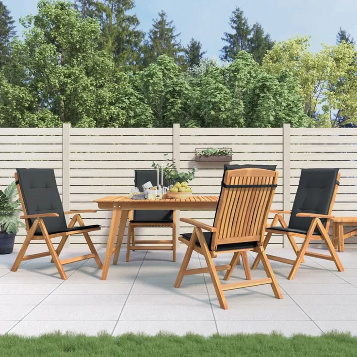 vidaXL Verstellbare Klappstühle mit Kissen, 4-teilig, Massivholz Teak 3196470