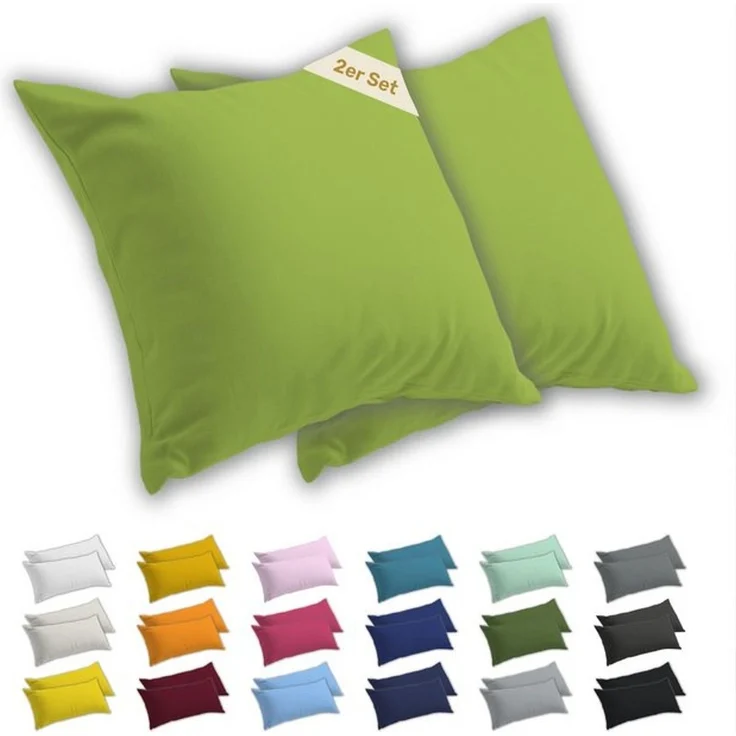 Lavea Kissenbezug 2er Set Kissenhülle Jersey, 100% Baumwolle, Kissenbezüge, (2 Stück), allergikerfreundlich - sicherer YKK-Reißverschluss - waschbar 60°C – Bild 4