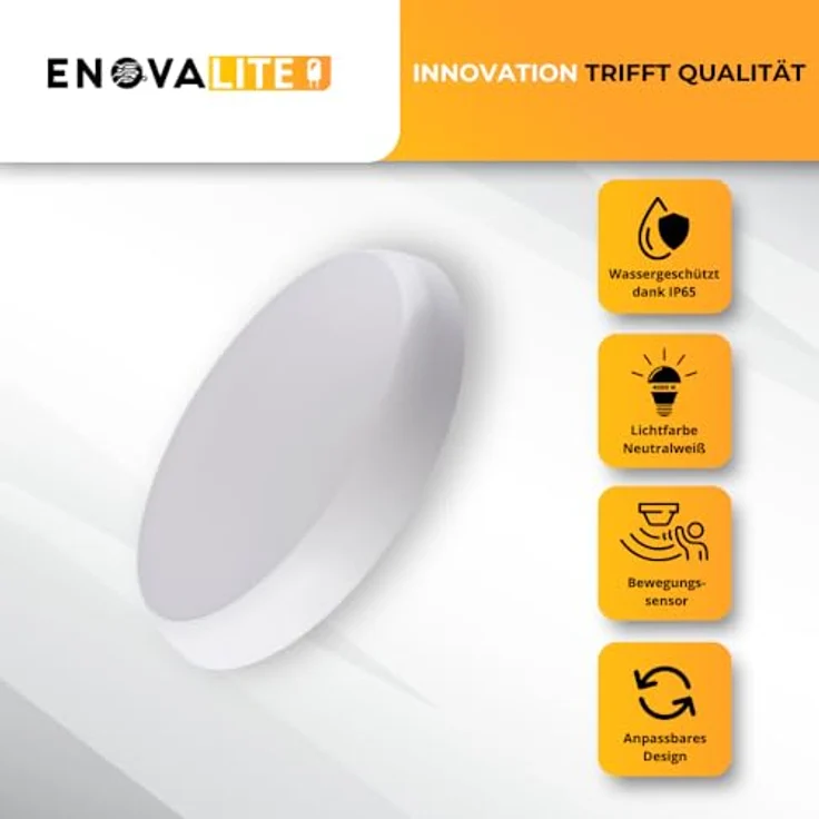 ENOVALITE LED-Deckenleuchte, Sensor, EEK: F, 18W, 1880lm, 4000K, Ø250mm – Bild 3