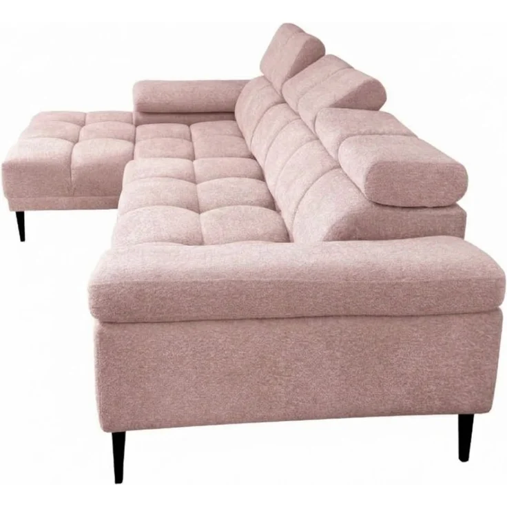 Ecksofa Schlafsofa SENVELIO RELAX in Stoff Glam Altrosa Ottomane Links – Bild 5