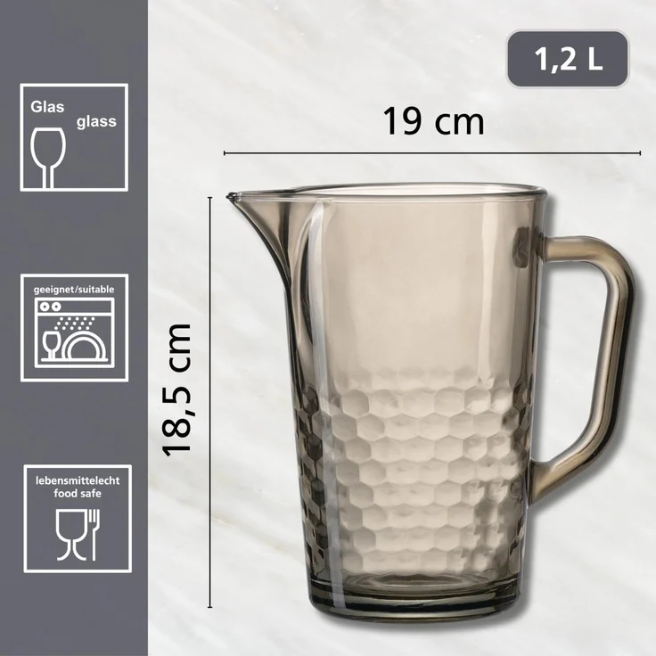 Ritzenhoff & Breker Favo Krug Glas 1,2 l braun – Bild 3