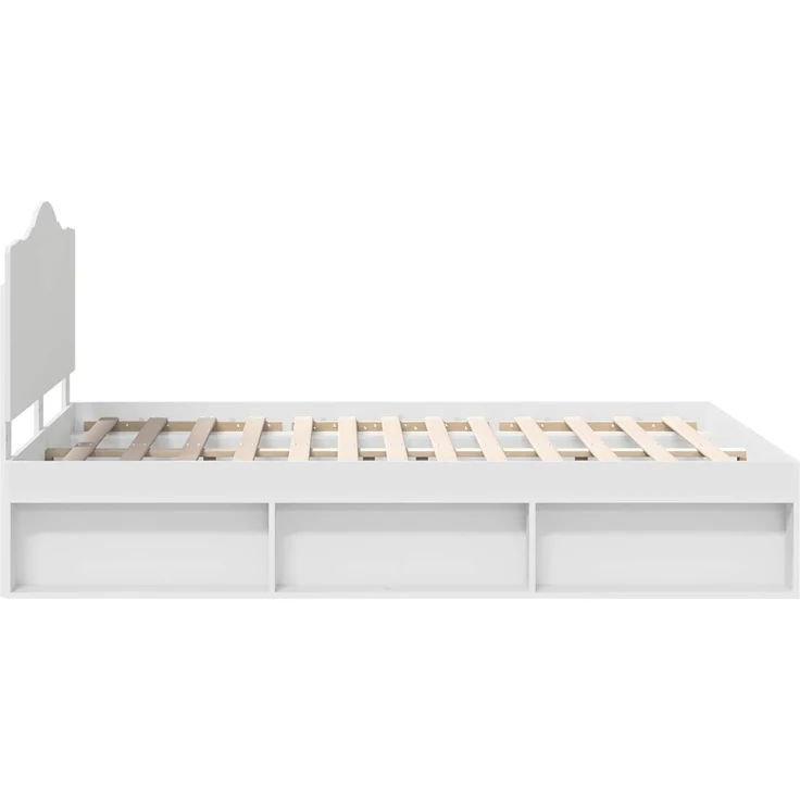 vidaXL Bettrahmen mit Kopfteil Weiß 160 x 200 cm Massives Kiefernholz 3413281 – Bild 7