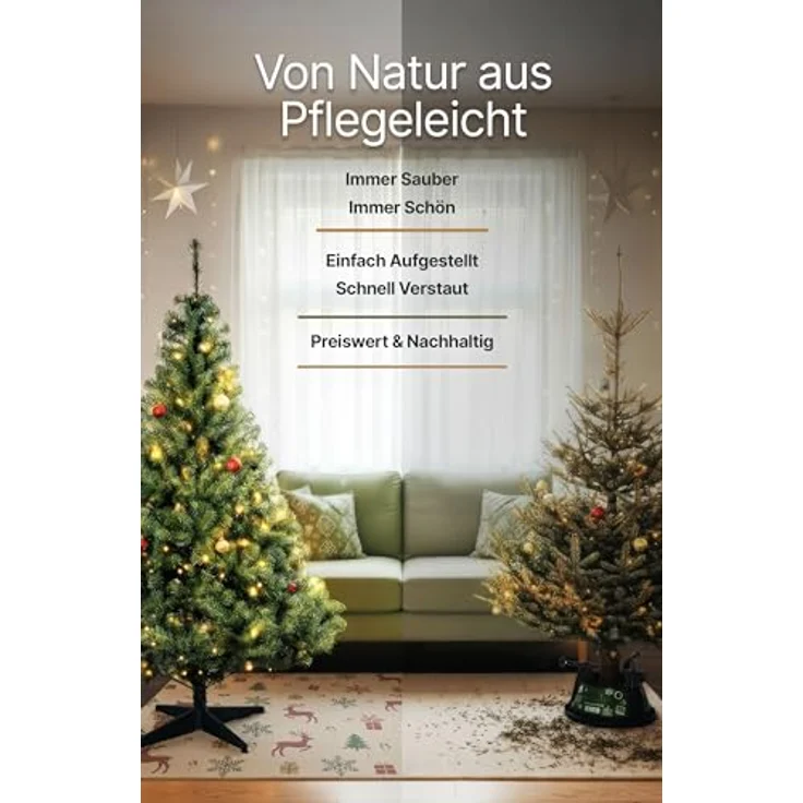150 cm Künstlicher Weihnachtsbaum aus 100% PVC – Dicht & Formstabil mit 600 Zweigen (Ø 90 cm), Schnellaufbau-System, Schwer Entflammbar – Bild 4