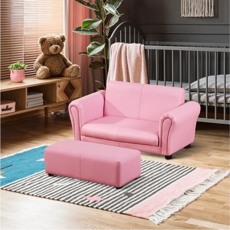 HOMCOM Sofa Kindersofa mit Hocker – Bild 2