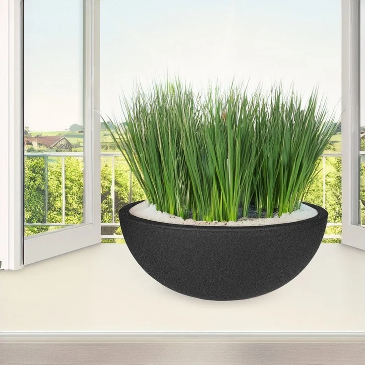 Spetebo Pflanzschale Kunsstoff Pflanzschale rund anthrazit - Ø 39 cm (Stück, 1 St, Blumenschale), Blumenkübel aus recyceltem Material – Bild 3