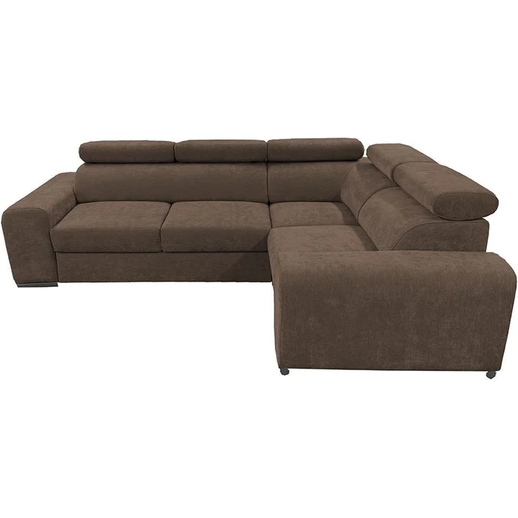 Wohnero24 - Höchste Qualität - Modernes Ecksofa PAVONE 2 - 260x193 cm – Chenille Stoff – Schlaffunktion 190x125 cm & Bettkasten - Dunkelbraun – Bild 3