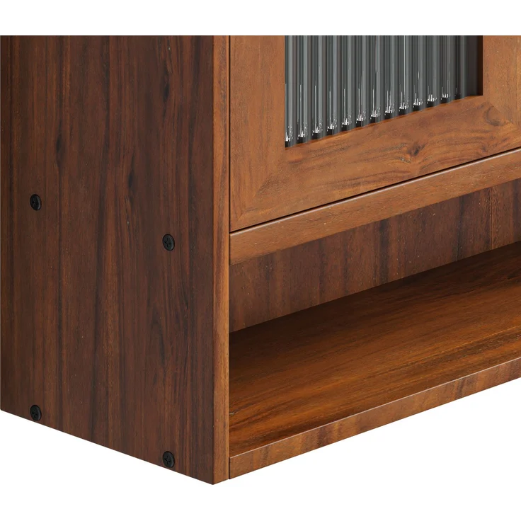 Abrihome Retro-Wandschrank mit 4 Türen und Haken, Braun, 90x20x60 cm – Bild 6