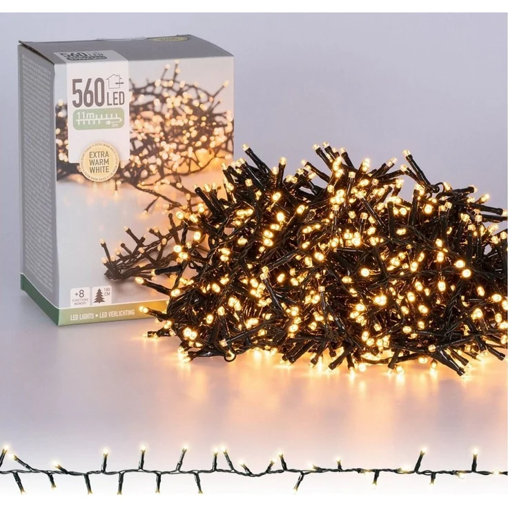 ECD Germany LED-Lichterkette Weihnachtsbeleuchtung Weihnachtslichterkette Christbaumbeleuchtung, Cluster Lichterkette 560 LEDs 11m für Innen & Außen IP44 Warmweiß – Bild 1