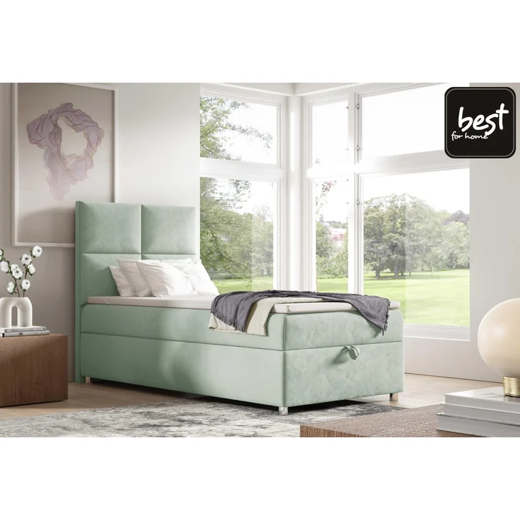 Best for Home Boxspringbett K2 SINGLE mit Bettkasten (Mintgrun 70x200) – Bild 2