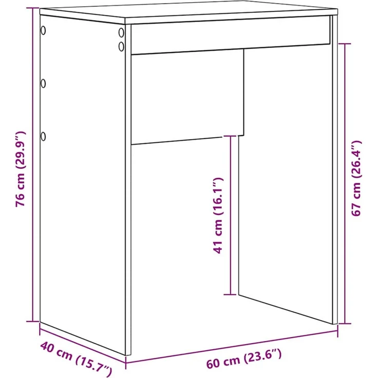 vidaXL Schreibtisch Weiß 60 x 40 x 76 cm 869370 – Bild 9