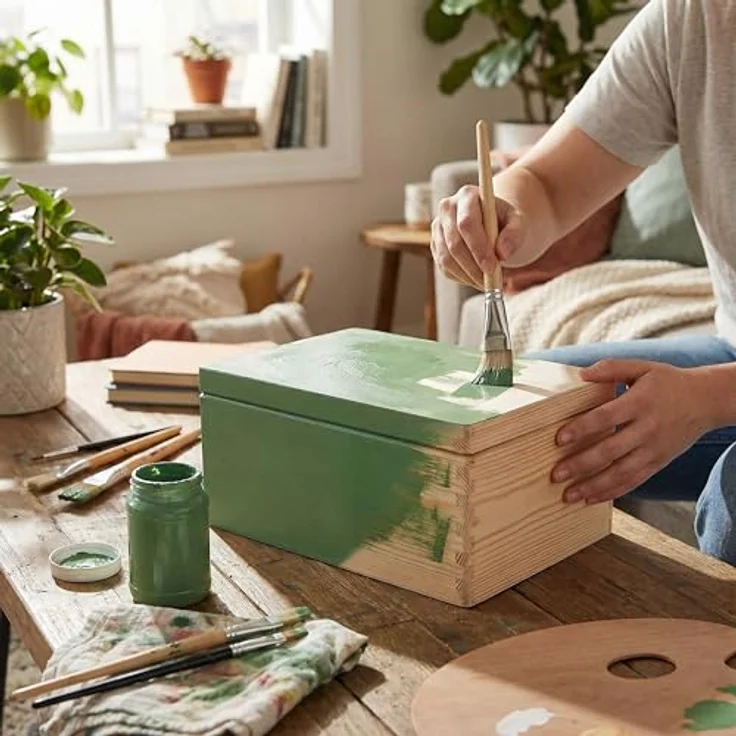 Creative Deco Holzkiste Holzkiste mit Deckel Erinnerungsbox Baby Groß Unlackiert, Unlackiert – Bild 3