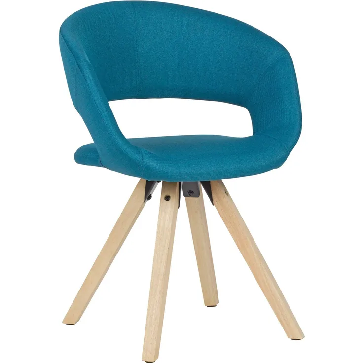 Esszimmerstuhl Stoff / Massivholz Retro petrol