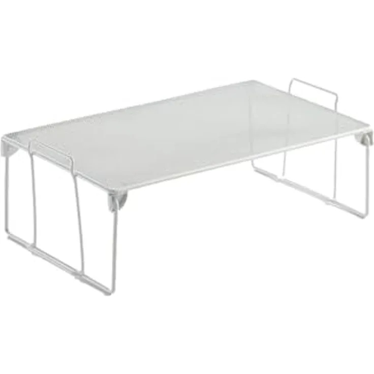 Avilia Regal mit 1 Ablage, für Küche und Bad, stapelbar, aus Metall, weiß und grau, 41 x 25,5 x 15 cm