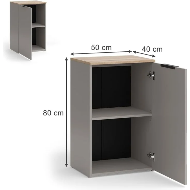Kommode Wido Greige 50 x 80 cm mit Regal Vicco – Bild 3