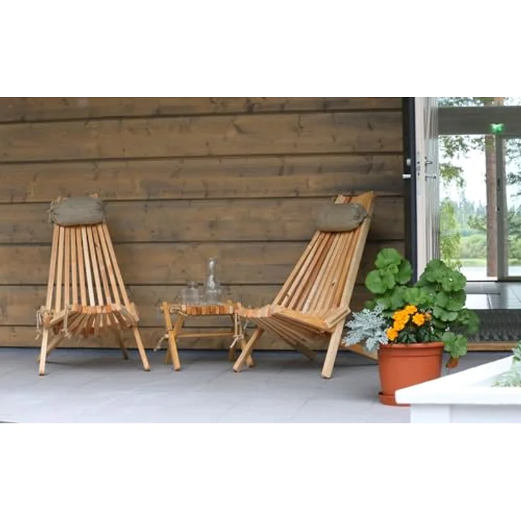 Jardinion Klapphocker Beistelltisch, kompakt 54 x 49 x 45cm, schwarz (Kiefer), wetterfest und vielseitig einsetzbar für Balkon und Garten – Bild 3