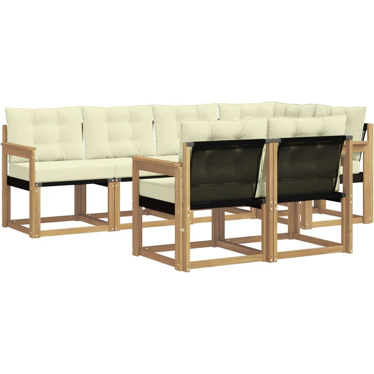 vidaXL Outdoor-Sofagarnitur 7 stk. 7-Sitzer Weiß und Creme 3389564 – Bild 2