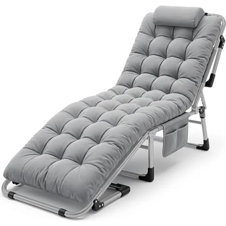 Sofotel Klappbares Gästebett und Sonnenliege mit Matratze und Kissen - 5-stufig verstellbare Gartenliege - für Schlaf und Entspannung - 193 x 67 x 40-75,5 cm - für Camping, Garten und Gäste - Grau – Bild 4