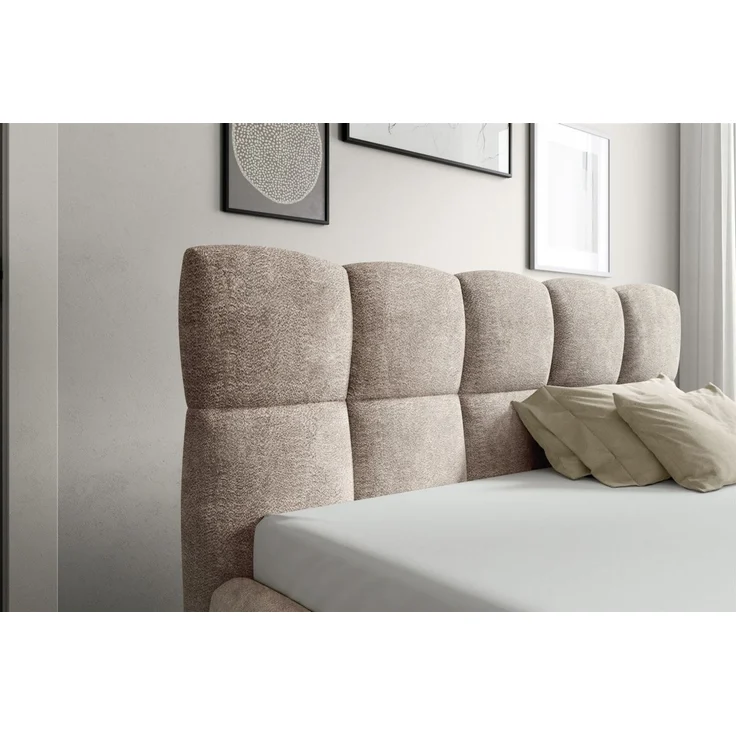 Boxspringbett Schlafzimmerbett PAROZO 120x200cm Stoff Coral Hellbeige – Bild 3