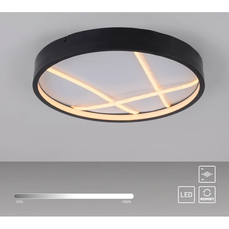 JUST LIGHT 14091-18 MIKADO Deckenleuchte rund schwarz 3000K