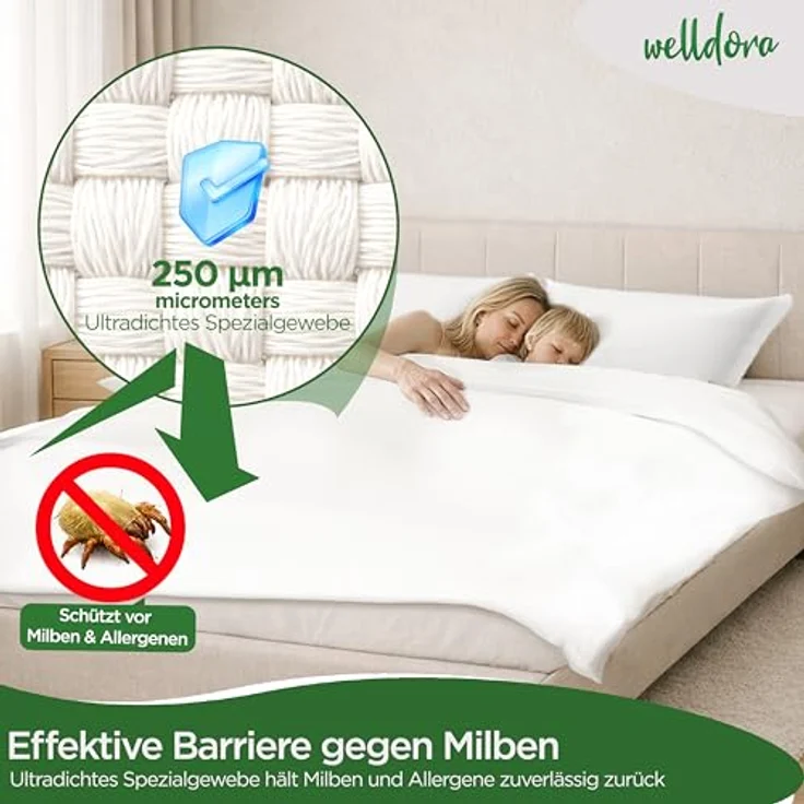 Welldora Bettbezug, Milbenbezug Bettdecke, Allergiker Deckenbezug fachärztlich getestet, Encasing gegen Milben & Bettwanzen, Allergiker Bettwäsche Decke – Bild 7