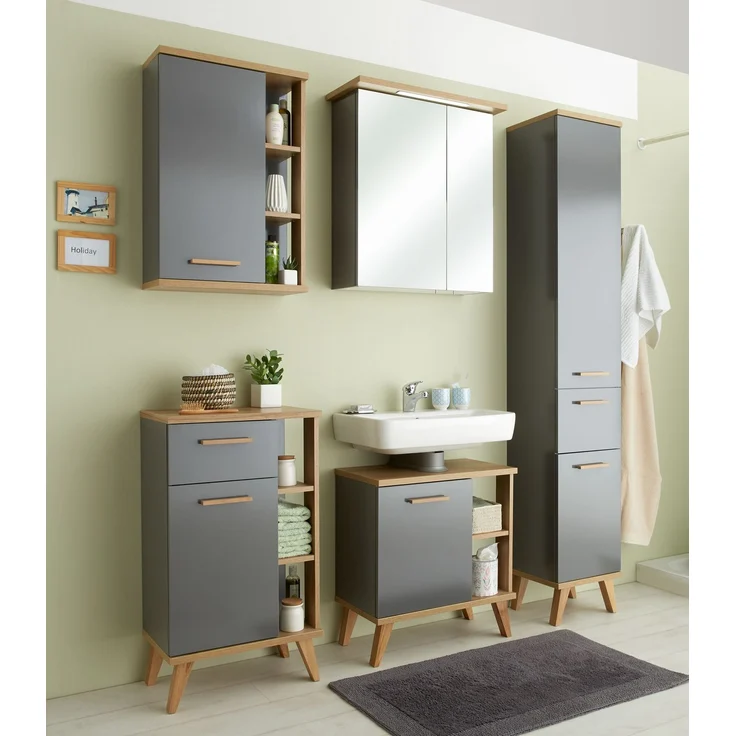 Pelipal Hängeschrank, Quickset 924, Quarzgrau Glanz/Riviera Eiche, 1 Tür, 1 Regal – Bild 4