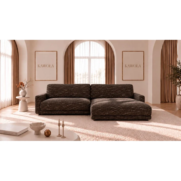 KAWOLA Sofa MARLIN Ecksofa Stoff braun Longchair rechts 80 x 168 x 262 cm – Bild 2