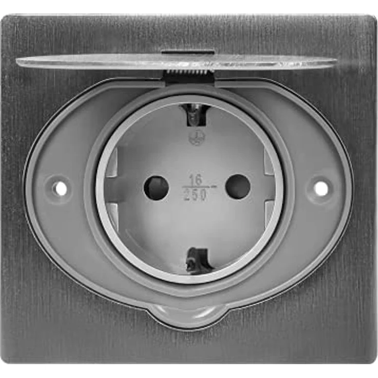 Boden Einbausteckdose, IP44, Edelstahl, 3680W, incl. Gerätedose Winddicht – Bild 2