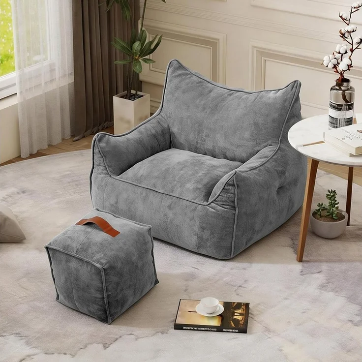 Puluomis Sitzsack Puluomis Riesen Sitzsack mit Fußhocker XXL, Beanbag Sofa 95x100 cm (Set) – Bild 1