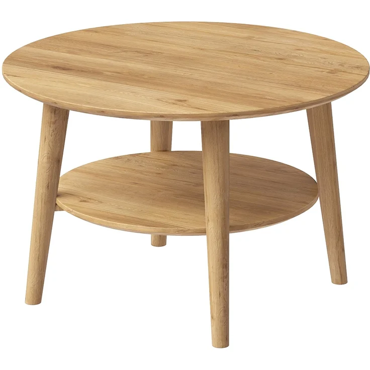 skølm 'Mjölnir' Couchtisch rund, Massivholz Eiche, natur geölt, Wohnzimmertisch Ø70 cm, Beistelltisch für Wohnzimmer mit Ablage – Bild 10