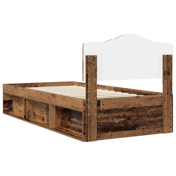 vidaXL Bettrahmen Altholz 90 x 190 cm Massives Kiefernholz 3412959 – Bild 8