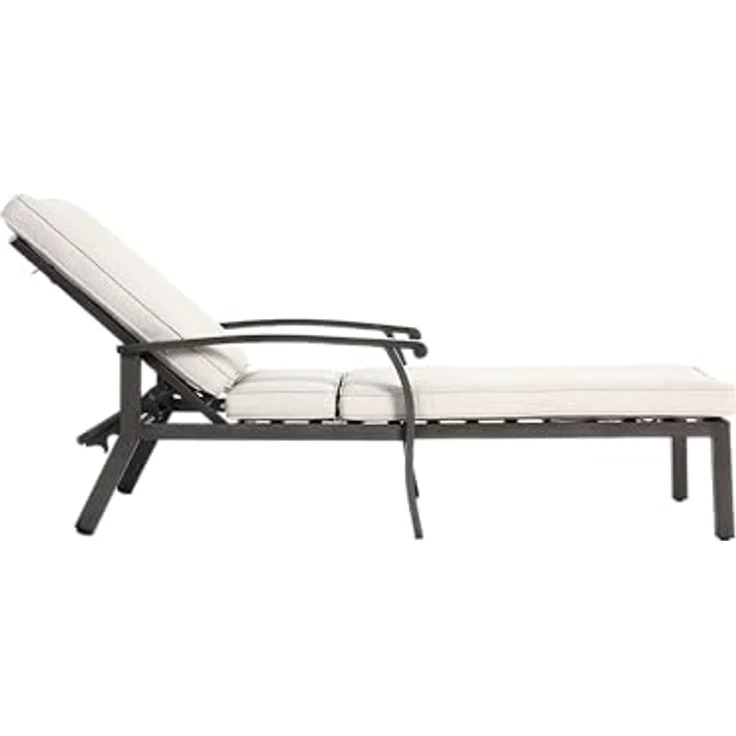 Ball & Cast Sonnenliege aus Rostfreiem Aluminium, Liege mit Verstellbarer Rückenlehne und bequemen Kissen, Wetterfest und UV-beständig, 204 x 68 x 100 cm, Beige – Bild 5