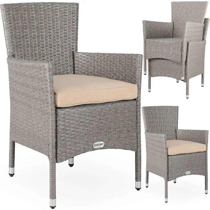 CASARIA® Polyrattan Gartenstühle 4er Set Creme
