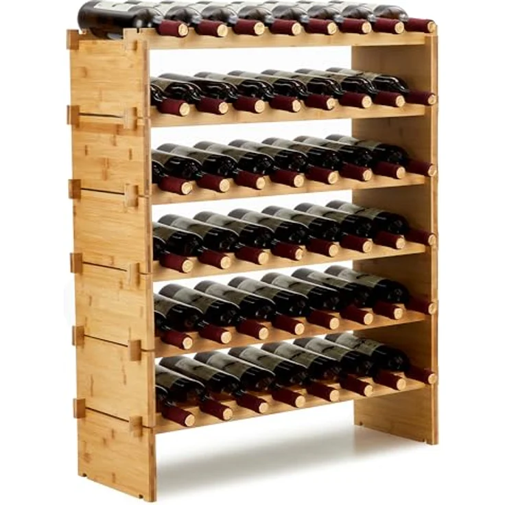GarveeHome Weinregal Wein Regal Bambus Stapelbar Flaschenregal Flaschenständer AA-Qualität Ohne Schrauben, Platzsparend Für Keller, Bar, Küche & Esszimmer – Bild 2