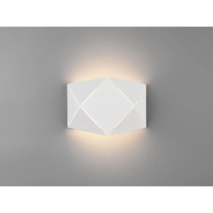 Kleine LED Wandleuchte ZANDOR mit Lasercut Muster in Weiß, Breite 18cm