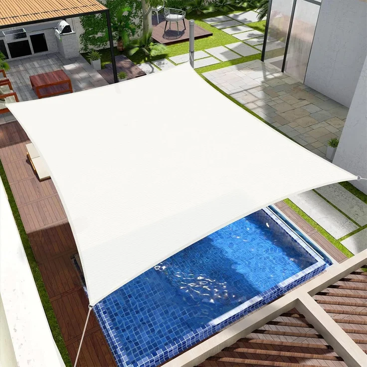 SUNNY GUARD Sonnensegel Rechteckig 3x4 m Sonnenschutz Atmungsaktiv HDPE UV Schutz für Balkon Terrasse Garten, Creme – Bild 1