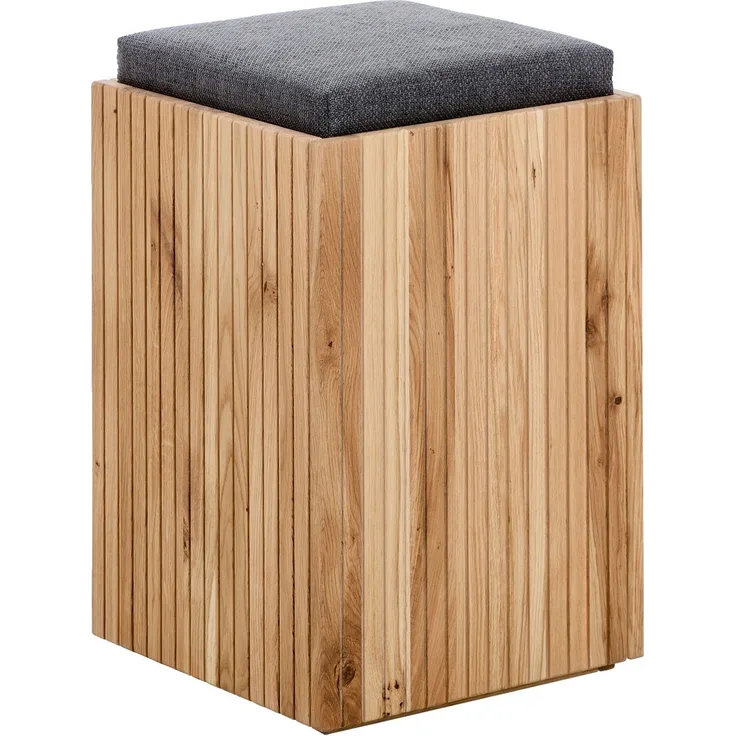 Linea Natura 'RURIK' Polsterhocker, Massivholz Eiche, 35 x 52 x 35 cm, Bezug anthrazit