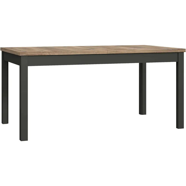 Forte Möbel JOKKAZ Esstisch ausziehbar, Holzwerkstoff, Flagstaff Eiche/schwarz, B x H x T: 160,4 x 76,6 x 90 cm