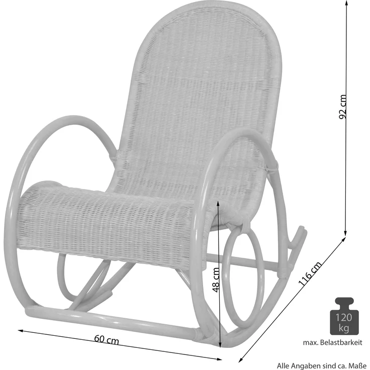 Schaukelstuhl "Luisa" aus Rattan handgefertigt, weiß – Bild 2