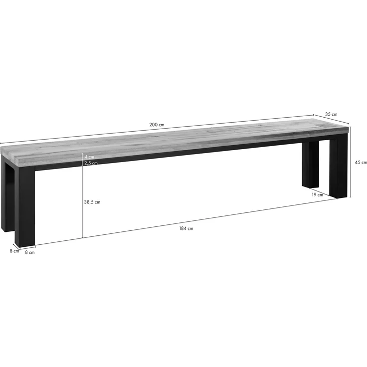 Bank Wildeiche 200x35x45 bianco geölt VILLANDERS #225 – Bild 6